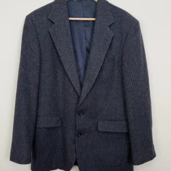Haggar Imperial Jacket Suit Blazer Men 40 Blue Wool Tweed Gentleman USA Made - Picture 1 of 8
